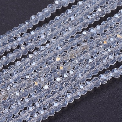 Electroplate Glass Beads Strands X-GLAA-F076-FR14-1