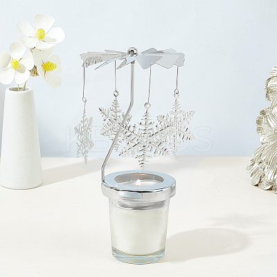 430 and 201 Stainless Steel Rotating Candlestick Tealight Candle Holder DJEW-WH0039-24P-1