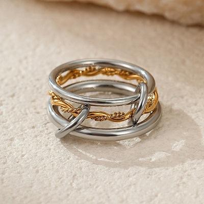 304 Stainless Steel Stackable Band Finger Rings for Women RJEW-K304-01GP-1