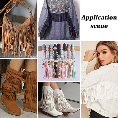 1Pc Suede Fabric Tassels Ribbon OCOR-GF0005-60B-04-1