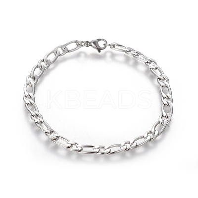 Tarnish Resistant 304 Stainless Steel Figaro Chain Bracelets BJEW-E369-08P-1