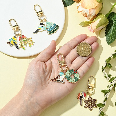 Birds Theme Alloy Enamel Pendant Decoration KEYC-YW00153-01-1