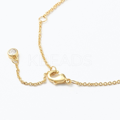 Brass Micro Pave Clear Cubic Zirconia Pendant Necklaces NJEW-J059-01E-1