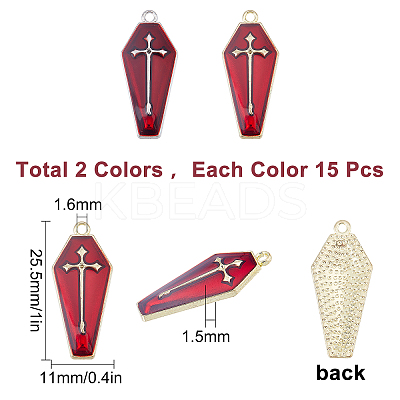 30Pcs 2 Colors Halloween Theme Alloy Enamel Pendants FIND-SC0002-93-1