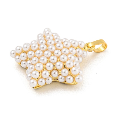Rack Plating Brass & ABS Plastic Imitation Pearl Pendants X-KK-N255-03C-G-RS-1