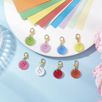 Acrylic Sewing Buttons Pendant Decorations HJEW-JM04109-01-1