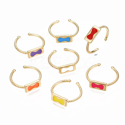 Brass Enamel Cuff Rings RJEW-N035-036-NF-1