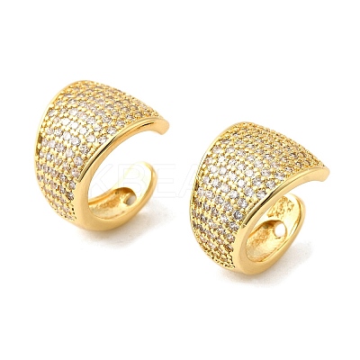 Brass Micro Pave Clear Cubic Zirconia Cuff Earrings EJEW-K309-04G-1
