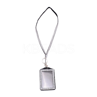 Rectangle PU Leather with Rhinestone Phone Card Holder LS-AJEW-WH0230-48D-1