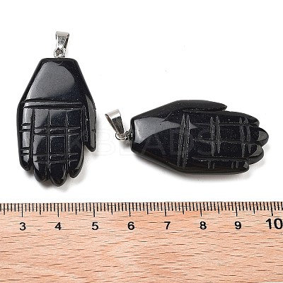 Natural Obsidian Carved Pendants G-K369-01P-07-1