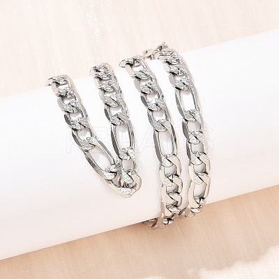 6MM 304 Stainless Steel Figaro Chain Necklaces for Women NJEW-G177-02P-1