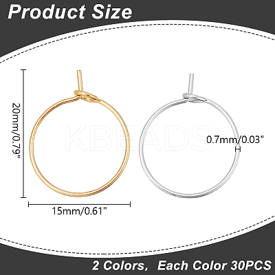 60Pcs 2 Colors 316 Surgical Stainless Steel Wine Glass Charms Rings STAS-LP0001-05A-1