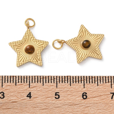 Natural Tiger Eye Star Pendants STAS-Q333-01G-01-1