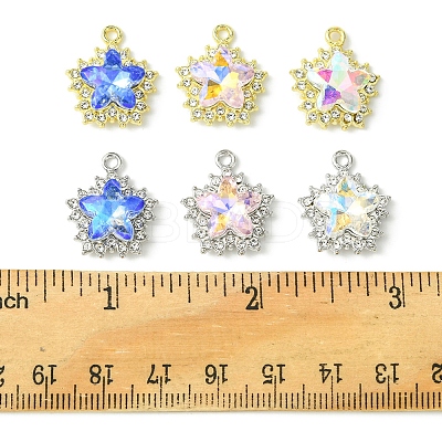6Pcs 6 Colors Rack Plating Alloy with Rhinestone Pendants FIND-FS0002-54-1