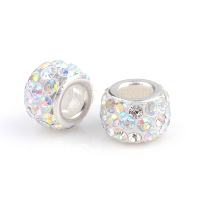 Polymer Clay Rhinestone European Beads CPDL-T001-05-1