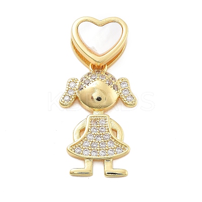 Real 18K Gold Plated Brass Micro Pave Cubic Zirconia Pendants KK-L209-100G-02-1