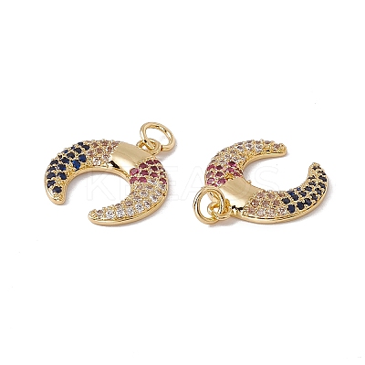Brass Micro Pave Colorful Cubic Zirconia Pendants KK-G439-34G-1