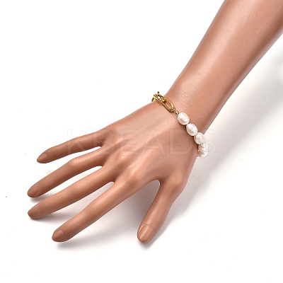 Natural Baroque Pearl Keshi Pearl Beaded Bracelets BJEW-JB05317-1