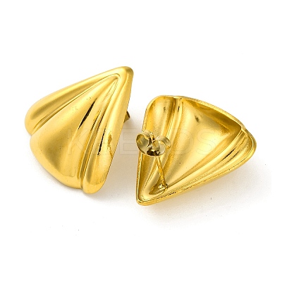 Ion Plating(IP) 304 Stainless Steel Triangle Stud Earrings EJEW-K295-09G-1