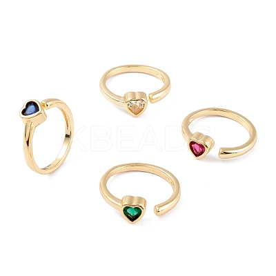 Brass Micro Pave Cubic Zirconia Cuff Rings RJEW-M138-13G-1