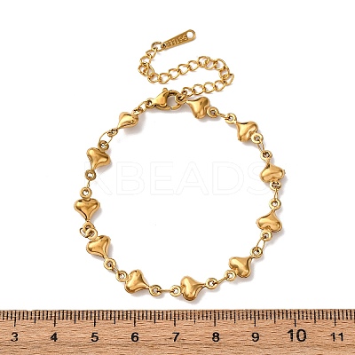 304 Stainless Steel Heart Link Bracelets for Women BJEW-L706-03G-1