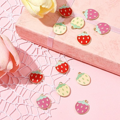 12Pcs 3 Colors Light Gold Plated Alloy Enamel Pendants FIND-FS0002-82-1