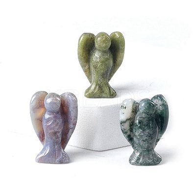 Natural Indian Agate Carved Healing Angel Figurines PW-WG73241-03-1