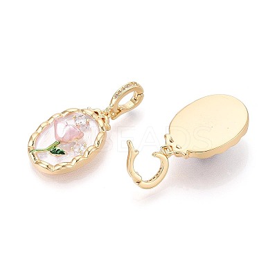 Spray Painted Brass Pave Clear Cubic Zirconia Pendants KK-T072-28A-G-1