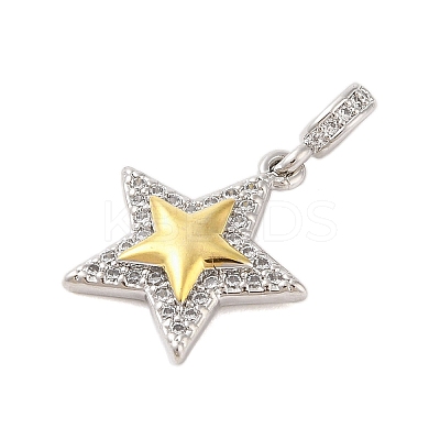 Rack Plating Brass Micro Pave Clear Cubic Zirconia Pendants X-KK-S380-37E-P-1