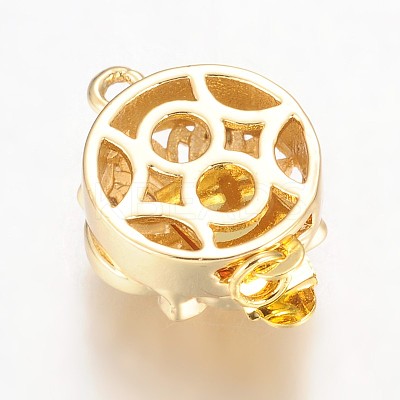 Hollow Flower Rack Plating Brass Micro Pave Cubic Zirconia Box Clasps KK-L141-14-NR-1