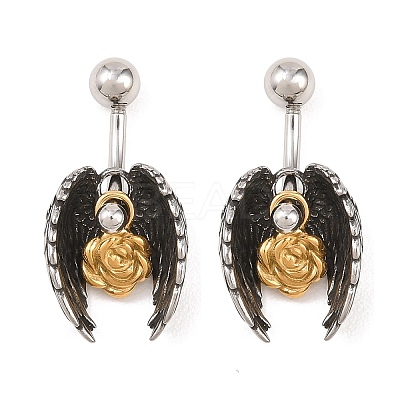 316 Stainless Steel Curved Barbell Dangle Belly Rings AJEW-C044-01-1
