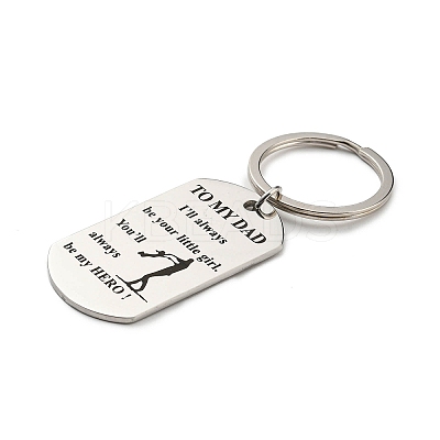 Father's Day Gift 201 Stainless Steel Oval with Word To My Dad Keychains KEYC-E040-03P-1