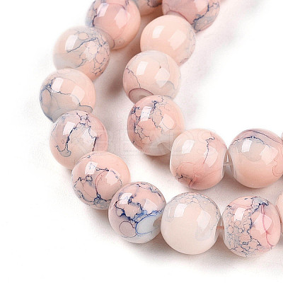 Baking Paint Glass Beads Strands DGLA-N003-8mm-C02-1