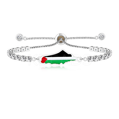 Palestine Map 304 Stainless Steel Enamel Pave Clear Cubic Zirconia Slider Bracelets for Women FS-WGEA228-01-1