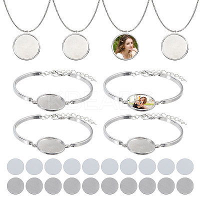 DIY Flat Round Iron & Alloy Heat Transfer Blank Necklaces & Bracelet Making Kits DIY-CA0006-77-1