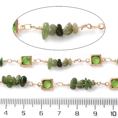 Handmade Brass Glass Square Link Chains CHC-F019-09G-02-1
