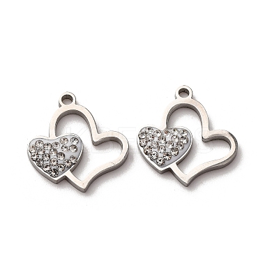 304 Stainless Steel Clay Rhinestone Pendants STAS-P406-17G-P-1