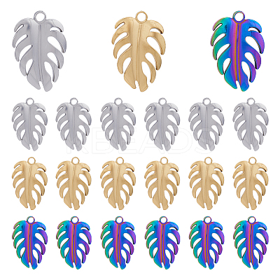 18Pcs 3 Colors 201 Stainless Steel Pendants STAS-DC0013-84-1