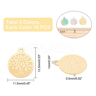 PVD Vacuum Plating 304 Stainless Steel Charms STAS-UN0012-97-1