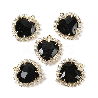 Natural Obsidian Faceted Heart Pendants G-I382-03G-04-1