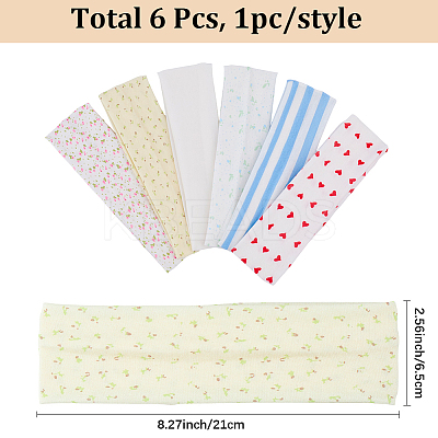 6Pcs 6 Colors Cotton & Spandex Elastic Headbands OHAR-DJ0001-21-1