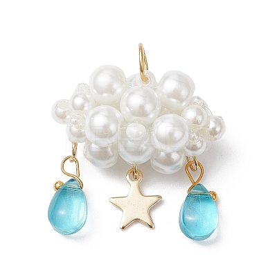 Pearlized Glass Pearl Beads Pendants PALLOY-MZ01101-02-1