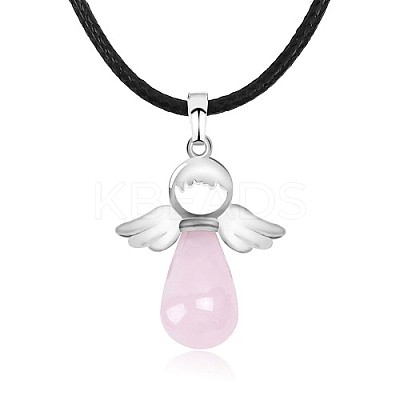 Angel Natural Rose Quartz Pendant Necklaces OH8264-09-1