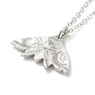 Enamel Skull Moth with Moon Pendant Necklace LS-NJEW-G056-09AS-1
