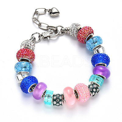 Acrylic & Resin & Polymer Clay Rhinestone European Beads FPDL-S015-04B-1