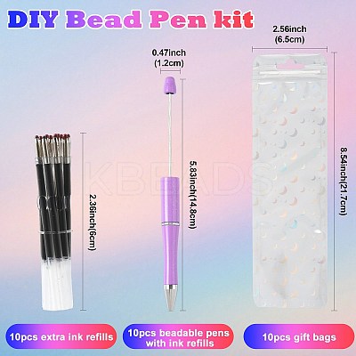 10Pcs ABS Plastic & Iron Ball-Point Pen AJEW-FS0001-41E-1