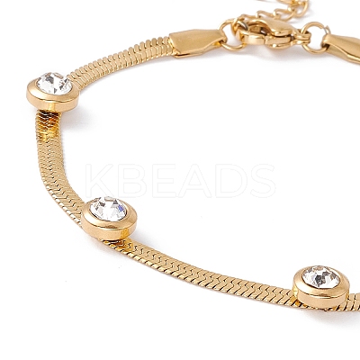 Crystal Rhinestone Beaded Herringbone Chain Bracelet BJEW-G656-03G-1