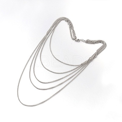 Tarnish Resistant 304 Stainless Steel Tiered Necklaces NJEW-JN01356-1