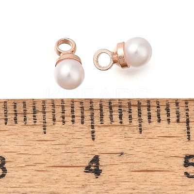 Brass ABS Imitation Pearl Pendants KK-B121-01RG-1