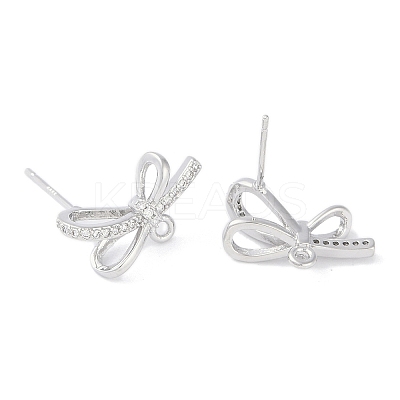 Left and Right Brass Pave Clear Cubic Zirconia Stud Earring Findings LS-KK-F875-02P-1